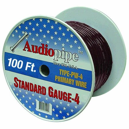 AUDIOPIPE APipe 100ft Roll 4 Ga Black Power Wire - PW4100BLK
